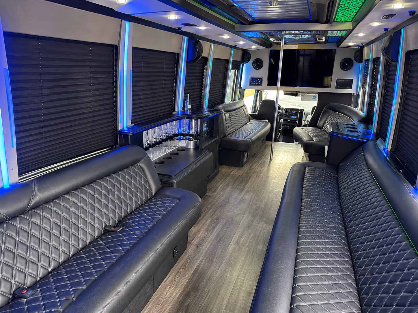 Passenger watching the Everett scenery during a regional party bus road trip