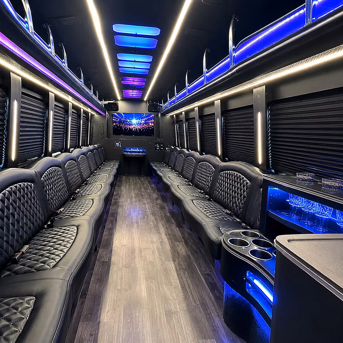 Everett Private Event Transportation party bus interior