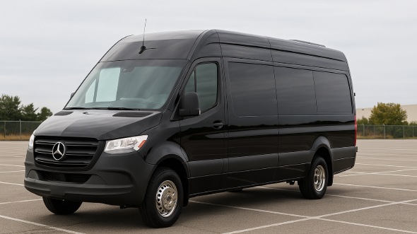 Exterior of Charter Bus Company Bothell's 14 Passenger Sprinter Limousine in Bothell