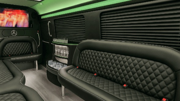 Interior of Charter Bus Company Bothell's 14 Passenger Sprinter Limousine in Bothell