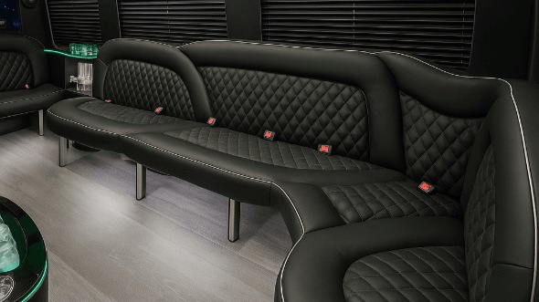 Interior of Charter Bus Company Seattle's 14 Passenger Sprinter Limousine in Seattle