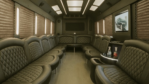 Interior of Charter Bus Company Redmond's 20 Passenger Party Bus in Redmond