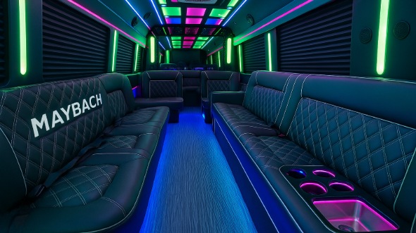 Interior of Charter Bus Company Shoreline's 28 Passenger Party Bus in Shoreline