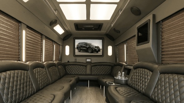 Interior of Charter Bus Company Shoreline's 30 Passenger Party Bus in Shoreline