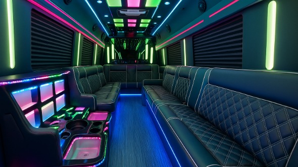 Interior of Charter Bus Company Bellingham's 40 Passenger Party Bus in Bellingham