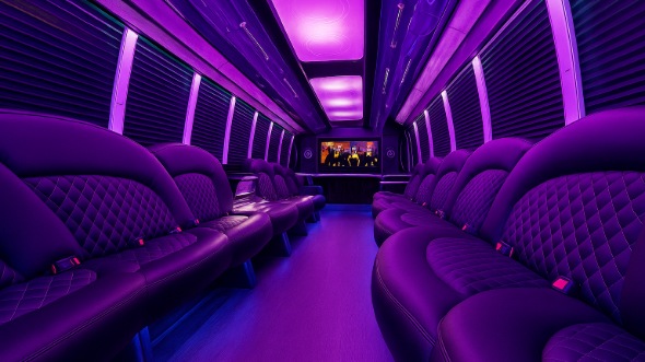 Interior of Charter Bus Company Redmond's 40 Passenger Party Bus in Redmond