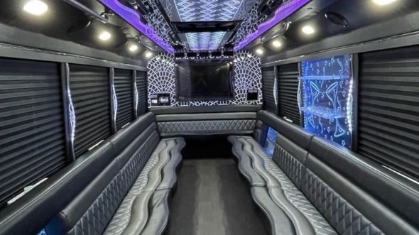 Interior of Charter Bus Company Bellingham's 50 Passenger Party Bus in Bellingham